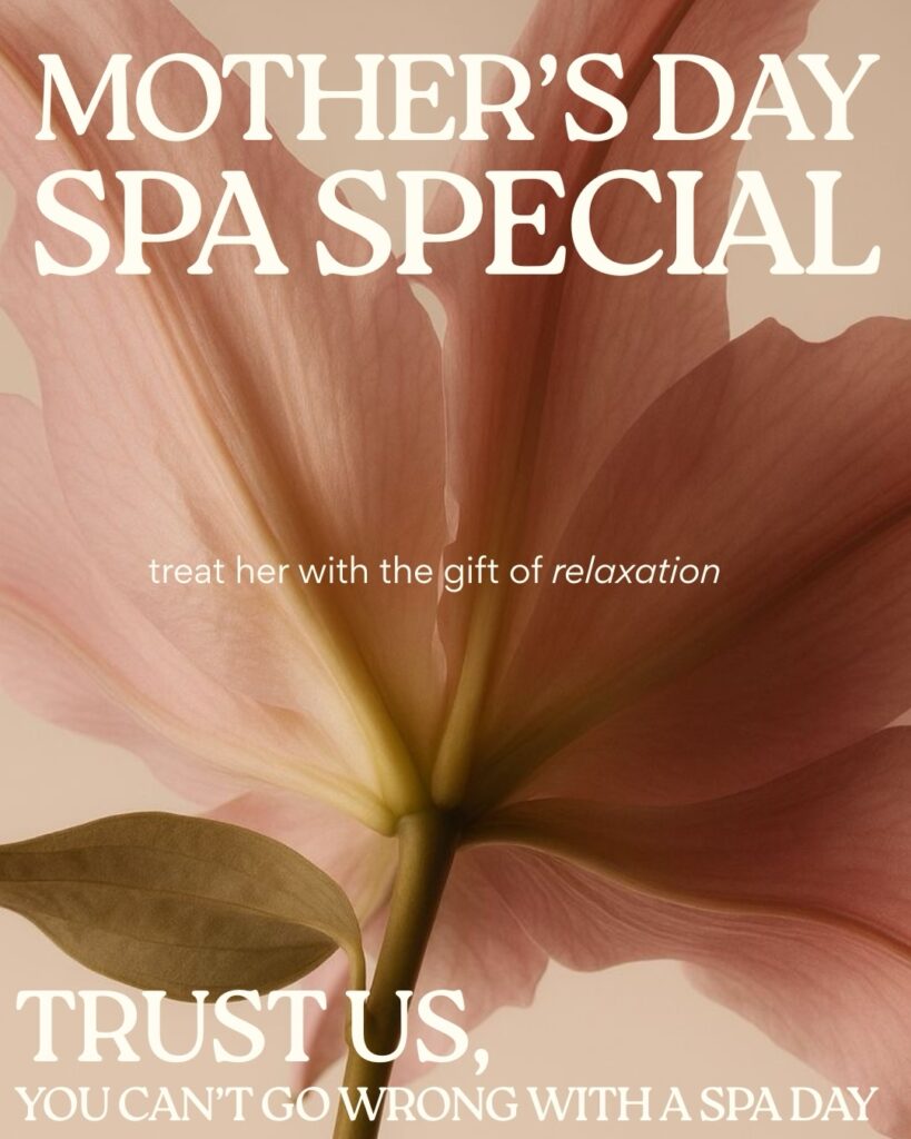 Mother’s Day spa special promotion with pink flower